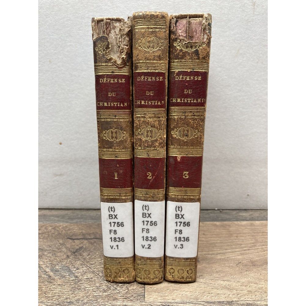 Defense du Christianisme, Frayssinous, 3 Volume Set Hardcover, 1836‎